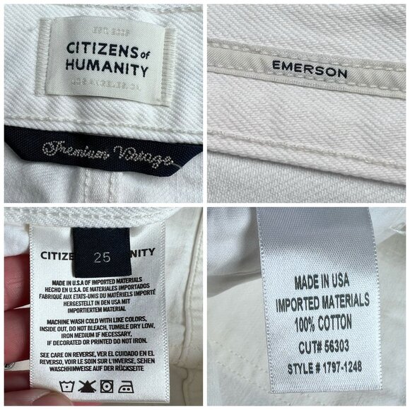 Citizens Of Humanity Emerson Boyfriend Jeans White Denim Size 25 - Picture 3 of 10